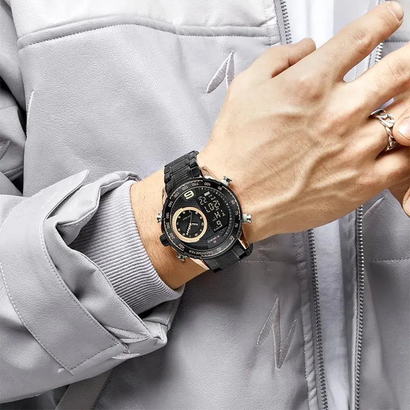 Naviforce NF9199 Dual-time Black Dial Men's Watch